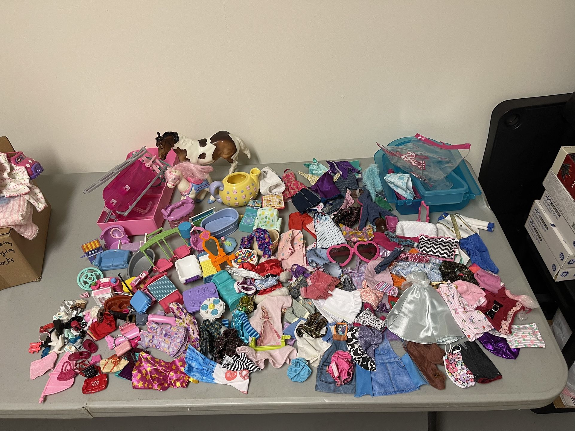 Mixed Lot Of BARBIE CLOTHES, Furnitures, Etc
