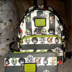 Loungefly Beetlejuice Backpack And Wallet Set
