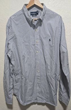 Ralph Lauren men's shirt white and navy blue checkered pattern and a signature embroidered pony logo on the chest.Brand: Ralph https://offerup.com/red