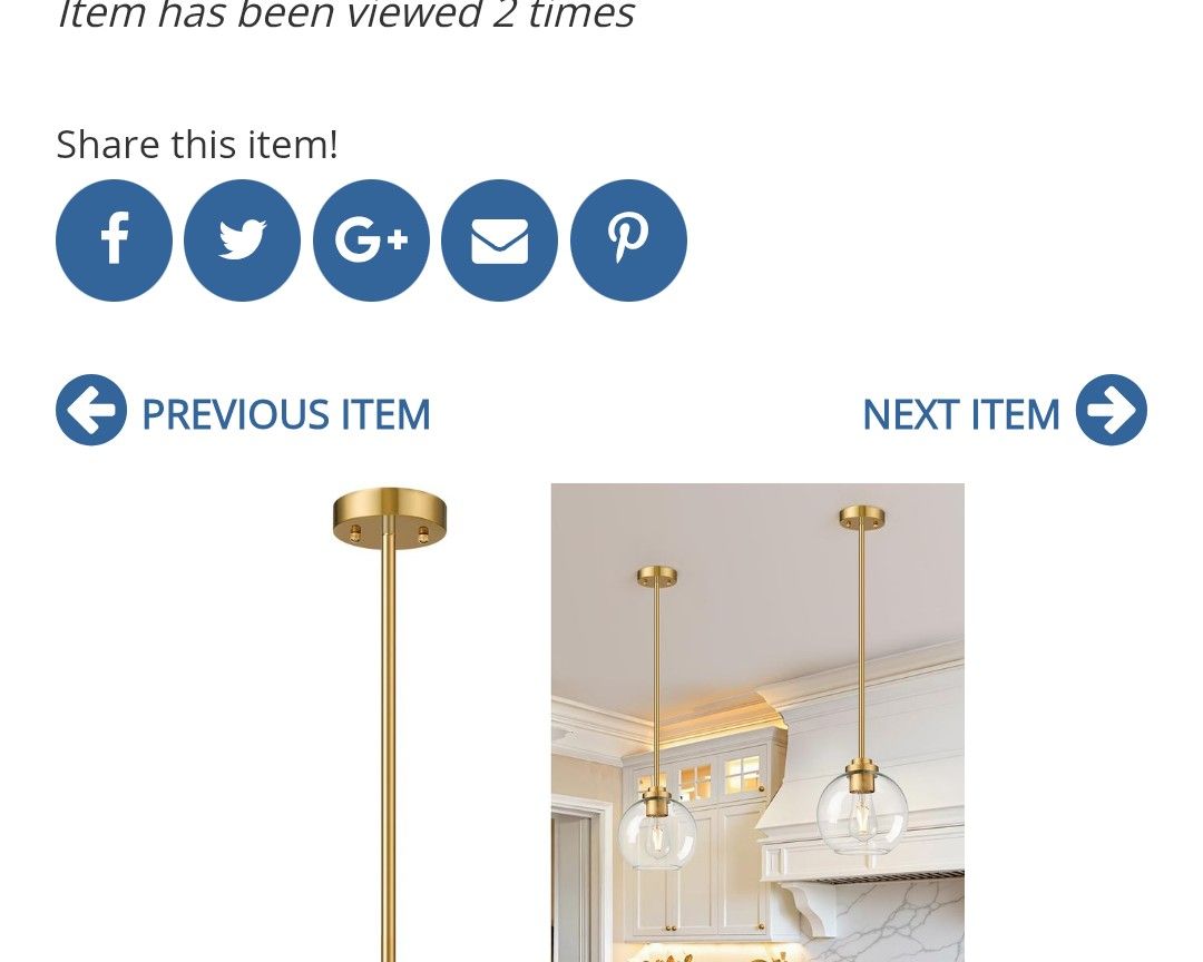 Lot # UF2000: 2 Pack 72Inch Globe Pendant Lights Mid Century Gold Pendant Light Fixtures Globe Pendant Lights Kitchen Island with Clear Glass Shade Ad