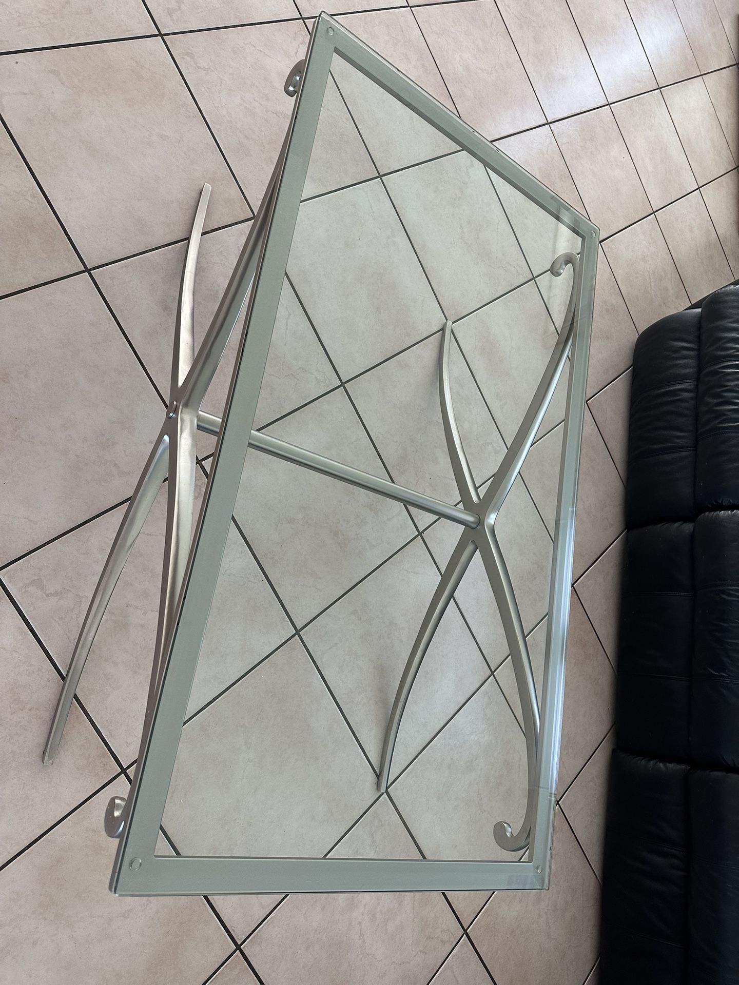 2 Glass & Stainless Steel Framed Tables
