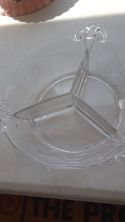 antique glass 3 compartments dish