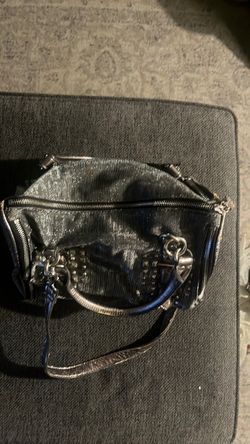 Vintage Nine West metallic silver stubbed handbag