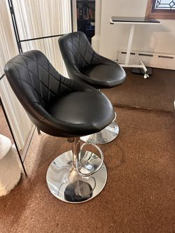 Black Leather Stool Bar Seats