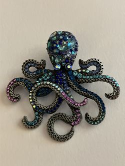 Large Octopus Rhinestone Pin Brooch - Unique Jewelry
