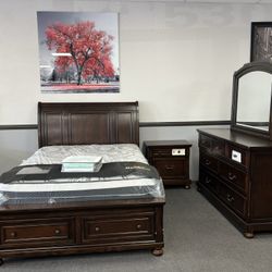 4PC Brown King Bedroom Set 