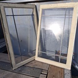2 Leaded Glass Window 24x34 Grids 
