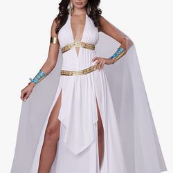 Greek Goddess White Halter Top Dress, Costume. Size Medium 