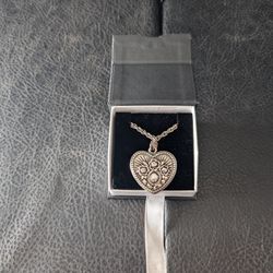Heart Pendant In 32" Double Chain Necklace 