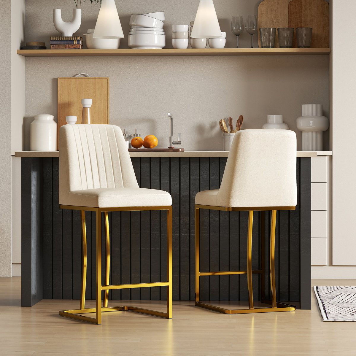 Branchville Upholstered Counter Stool with Metal Frame (Set of 2)