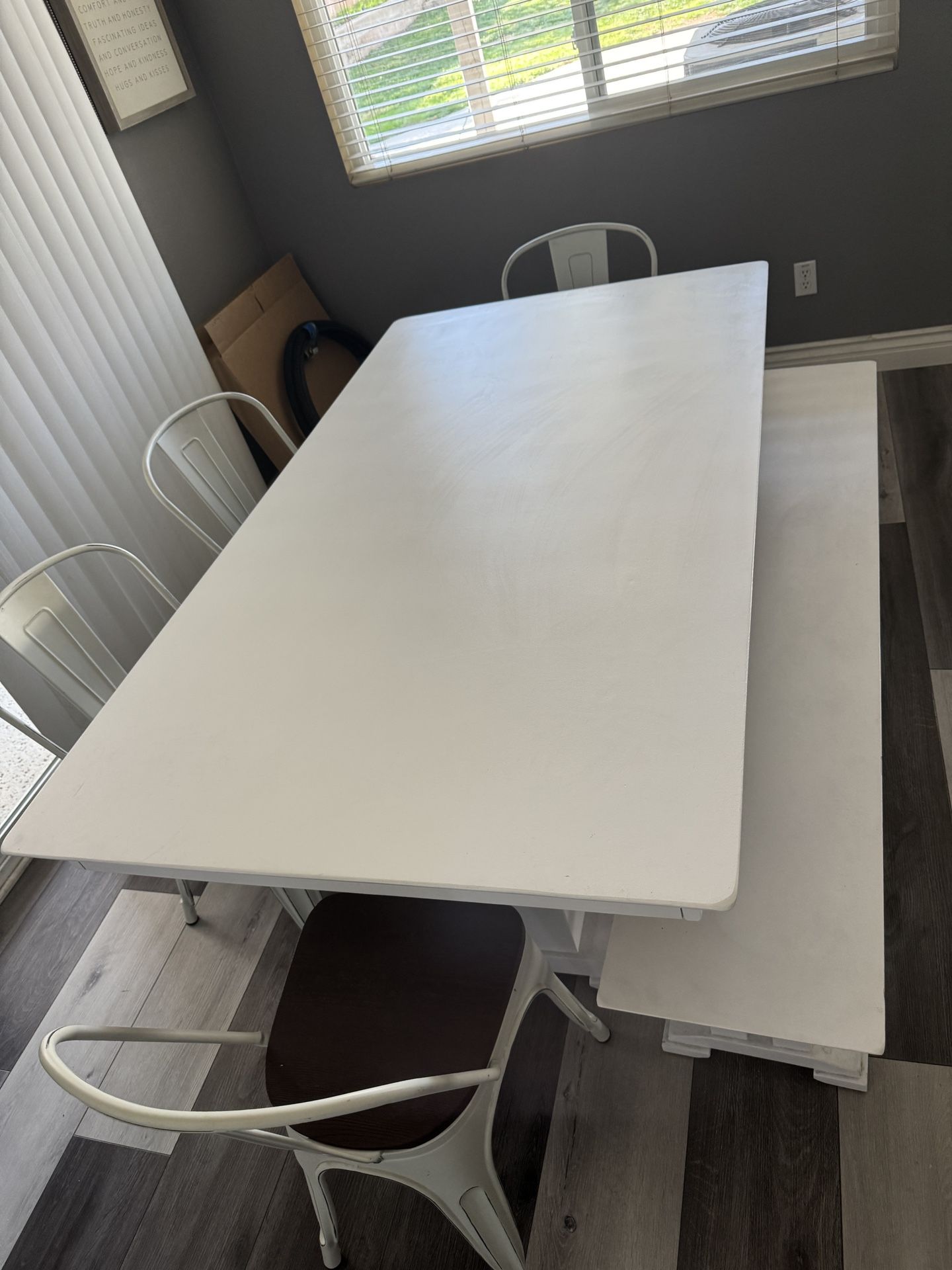 Kitchen table with chairs and bench