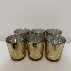 Antique Gold Tapered Glass Votive Holder Set Of 6