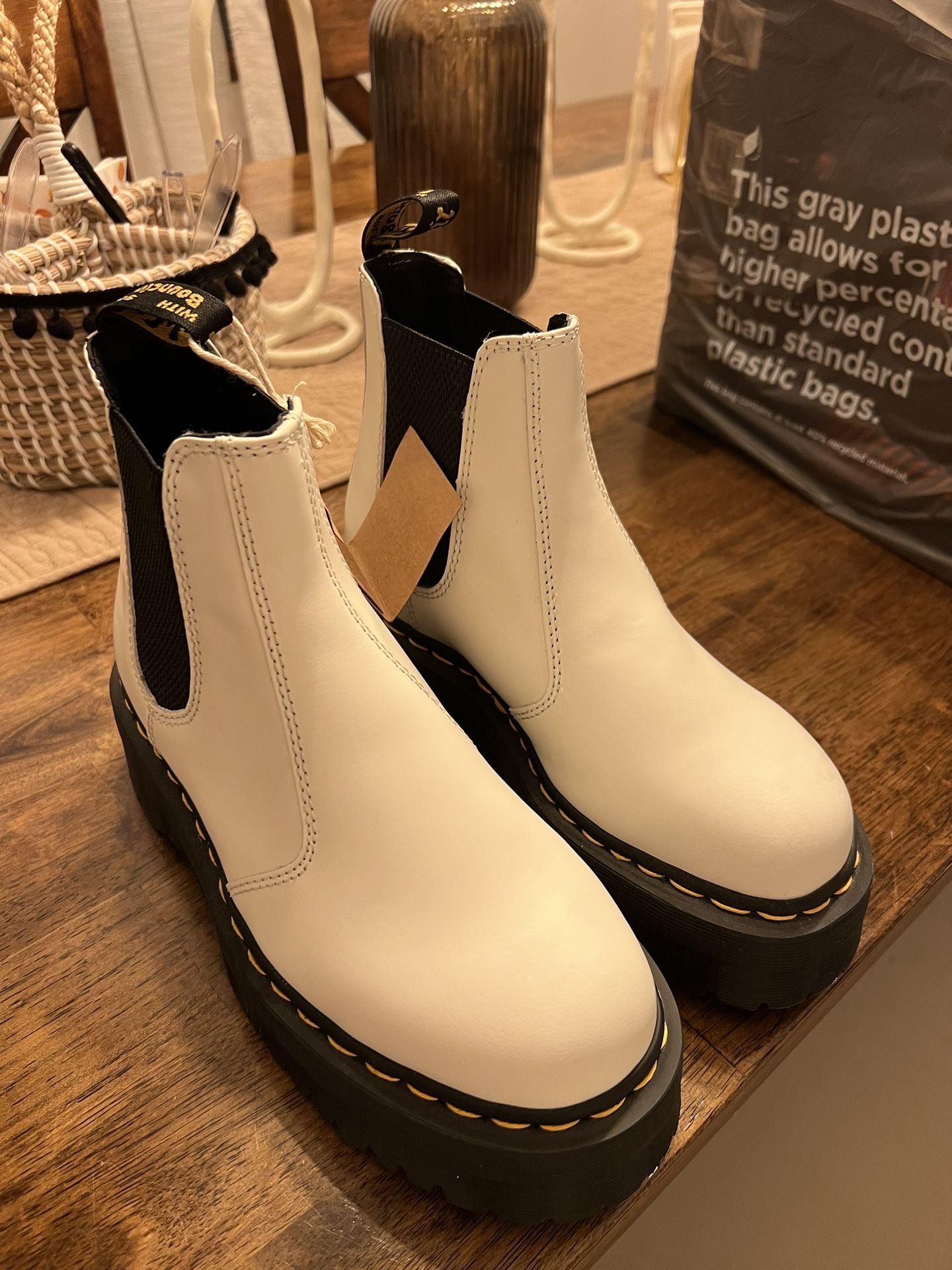 Dr Martens White booties, Women's Size