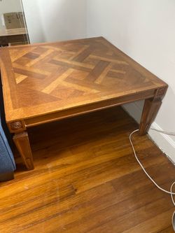 Square Wood Coffee Table with Parquet Top