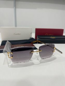 Cartier Glasses (Diamond Cut), Black Lense, Gold Frame