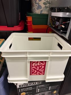 White Plastic Storage Crate with Handles