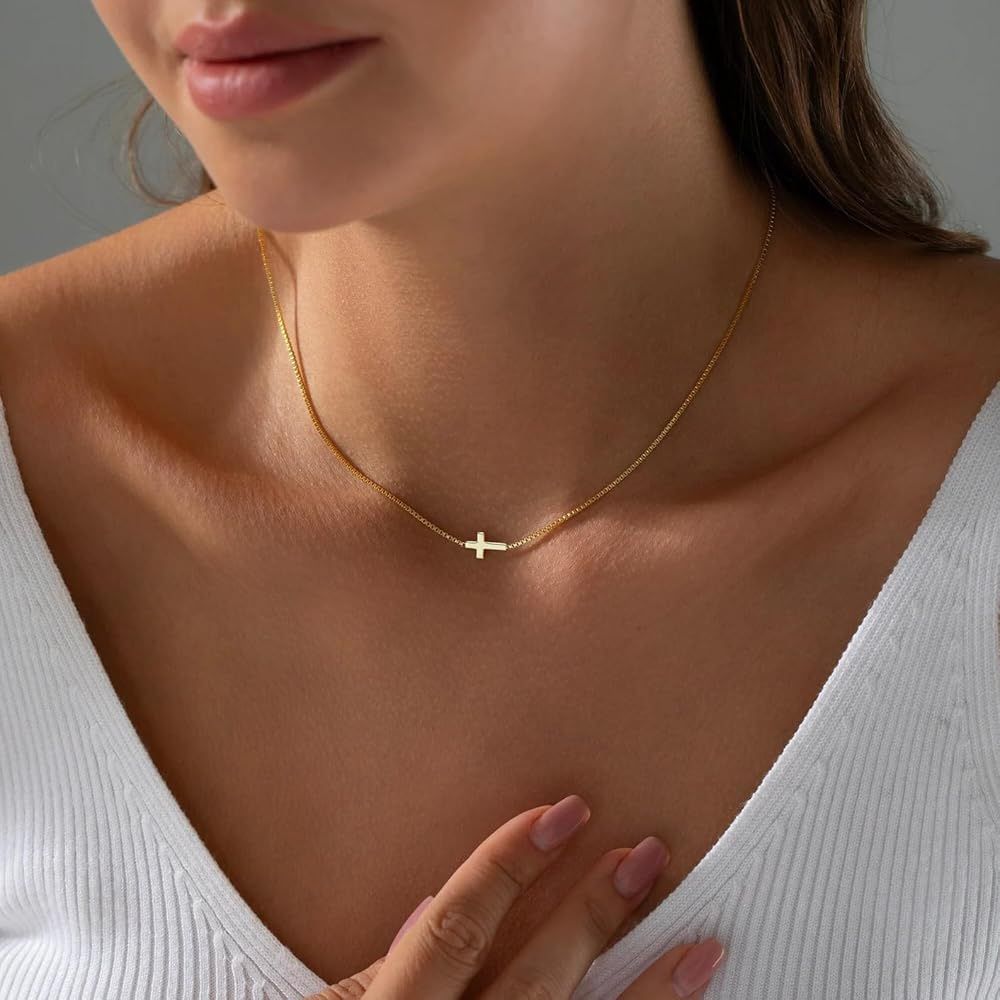 Sideways Cross Necklace | 14K Gold Plated