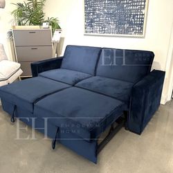 Blue Velvet Sofa Sleeper Sectional 