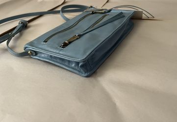 blue leather purse