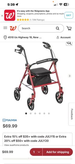 Drive Rollator 4 wheels seat pouch $35 firm Viva standup adjustable height new condition $85 cash Cecelia dr new port Richey