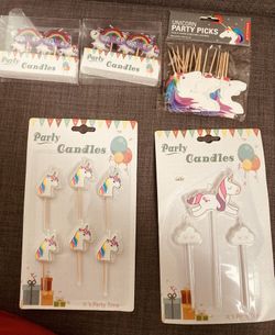 Unicorn Candles And Party Picks
