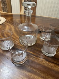 Vintage Decanter and 4 Glasses
