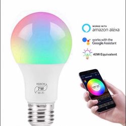 7w Google assistant Alexa RGB Multicolor WiFi  E26 E27 LED Smart light bulb (Brand New)  1 Bulb for $5.00 