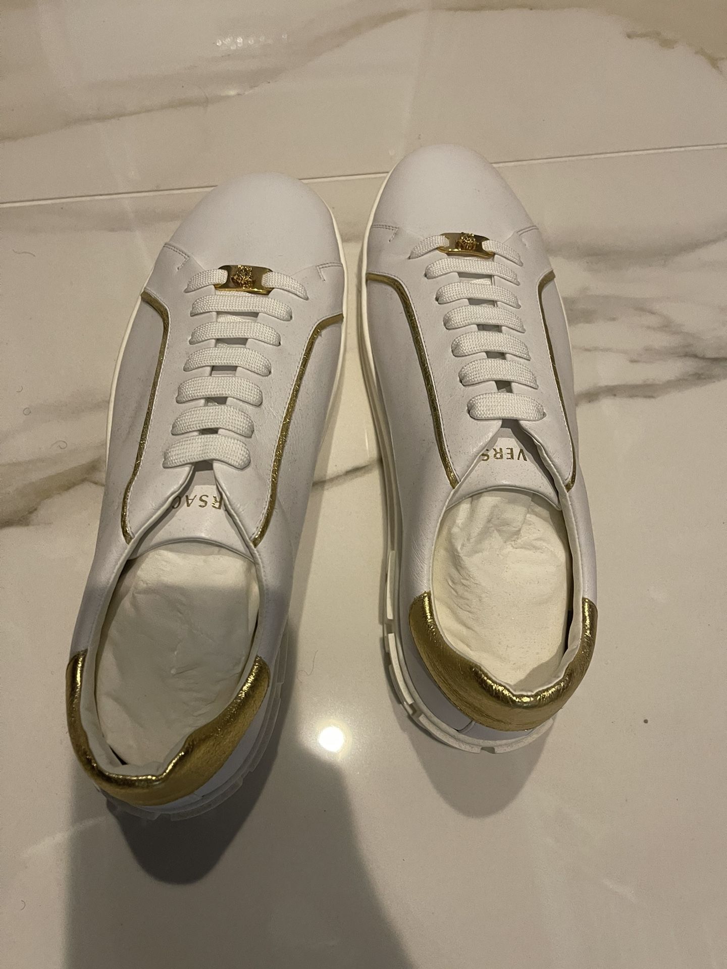 $700 - Retail Brand New White With Good Trim Versace Sneakers 