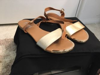 Gold Flat Sandals Size 6 1/2