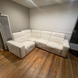 Z Gallery White Italian Leather Sectional Couch 