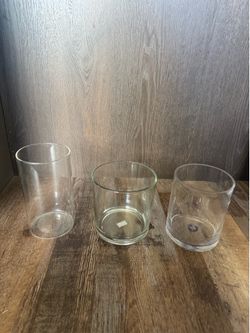 Set of 3 Clear Glass Cylinder Vases