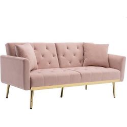 
New MCM Tufted Convertible Loveseat Sleeper Sofa Futon