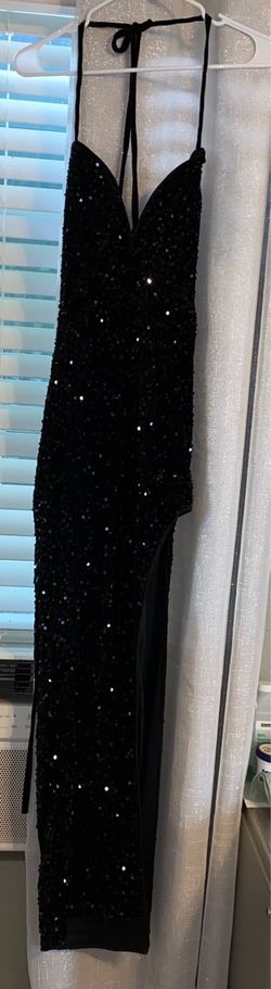 Black Sequin Halter Maxi Dress