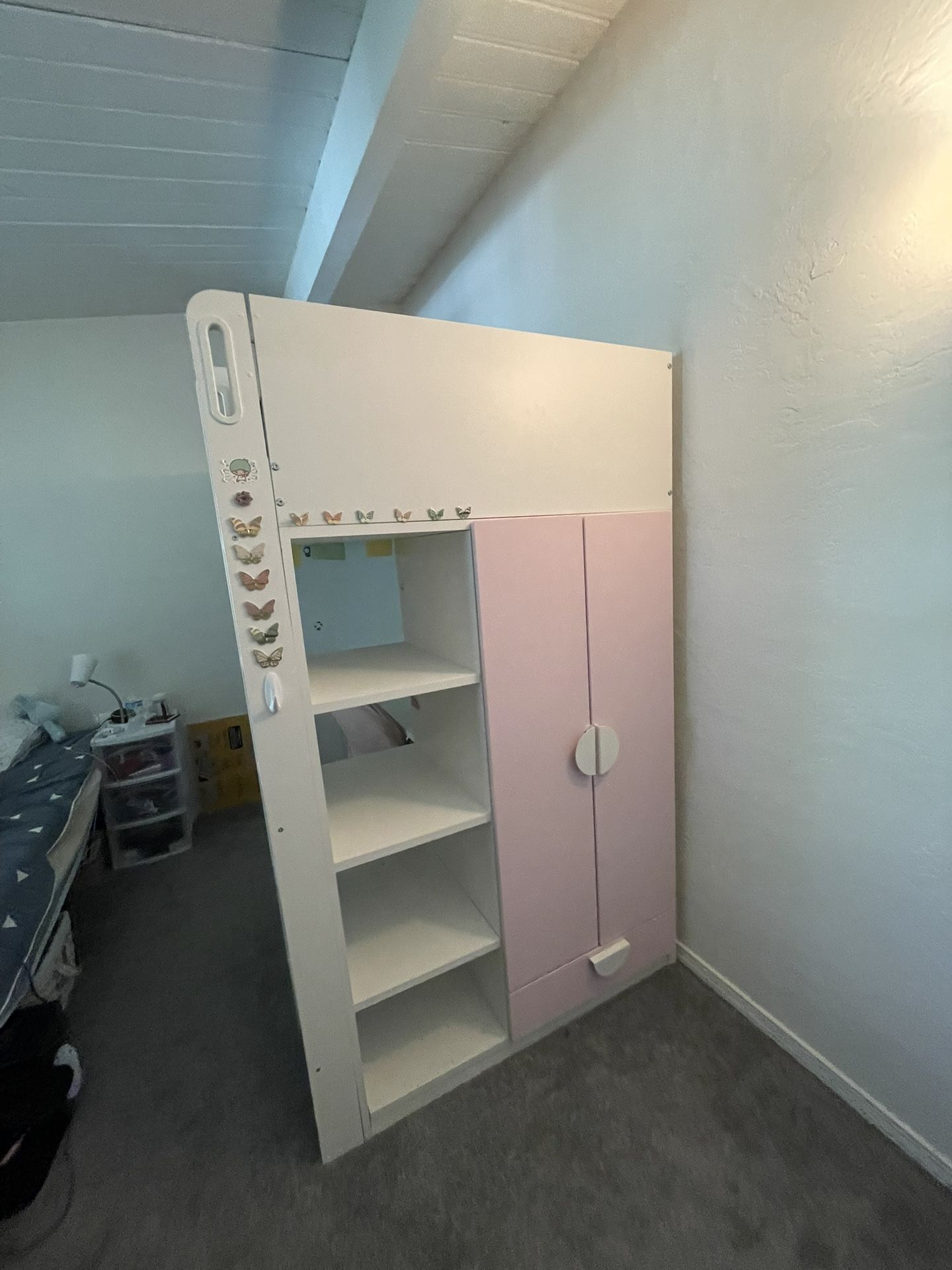 IKEA Loft bed, desk chair, and mattress