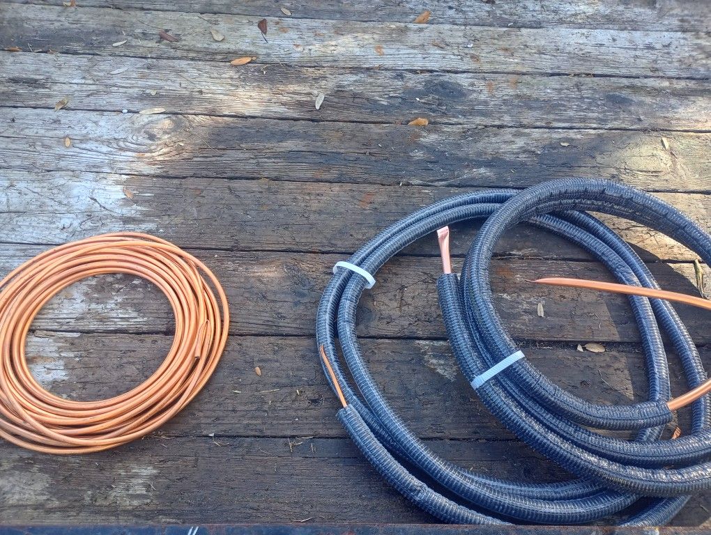 Two 15ft Copper Line Sets for Mini Split and a 50 ft roll of Copper all ...