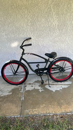 Black beach Cruiser Bike with Red Rims