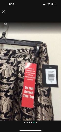 A Special Occasion Skirt Gold With Black Brad New Size Large