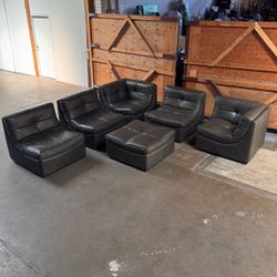 Z Gallerie Leather Modular Sectional Couch Sofa