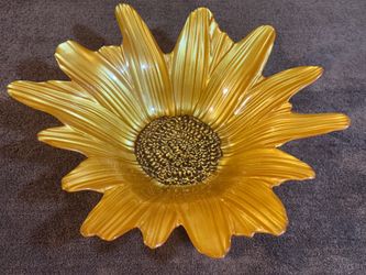 Beautiful Large Gold Sunflower Decorative Bowl - 16”