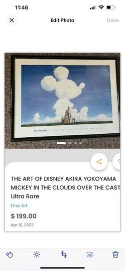 Rare Framed Lithograph, Mickey Mouse In The Clouds for Sale in