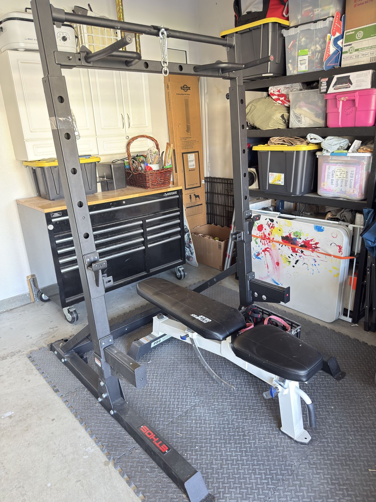 Weight Rack w/equipment and weights (price is negotiable)