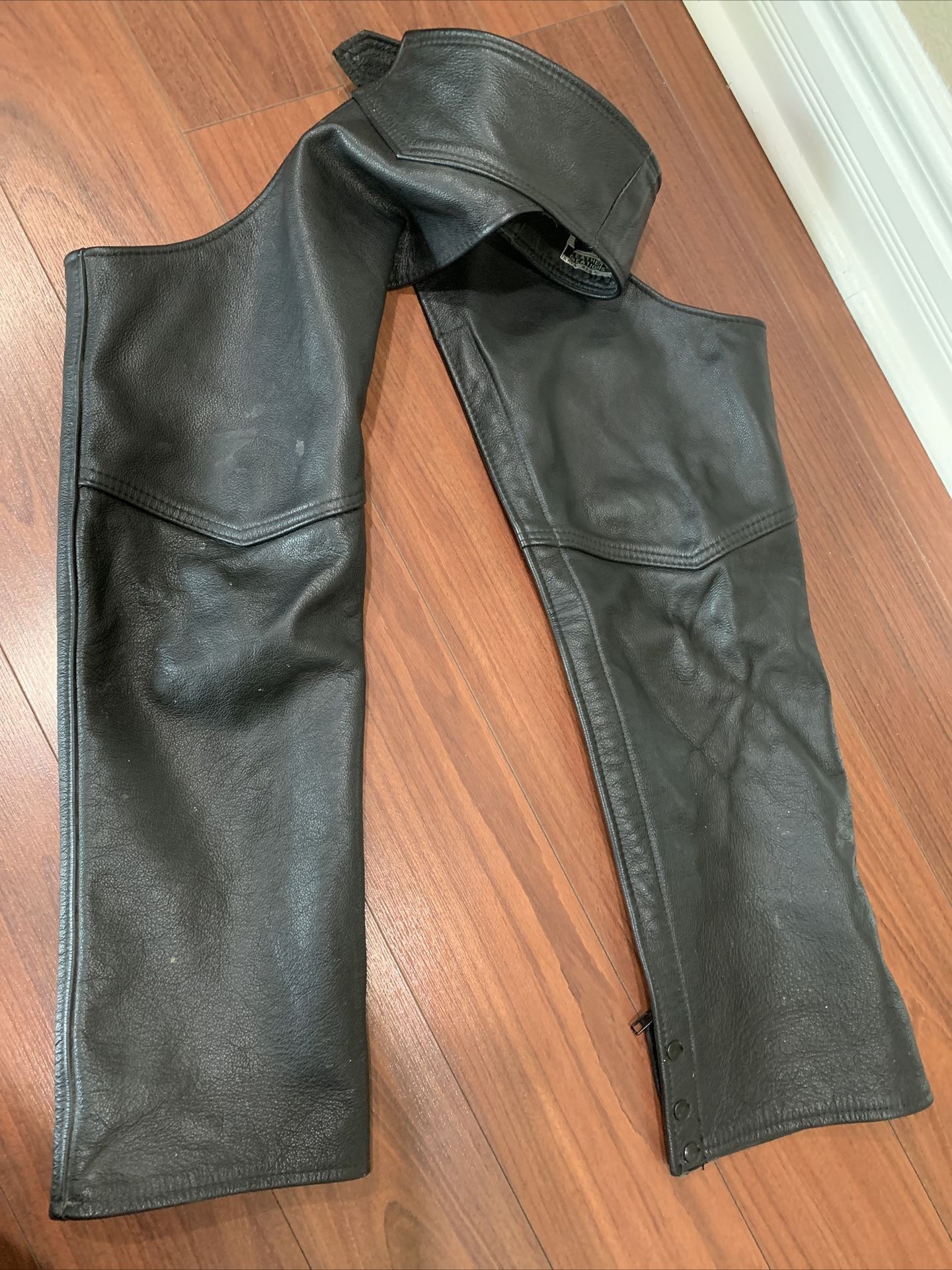 California Creations Black Leather Chaps Made in Santa Rosa CA USA MEN'S SIZE M