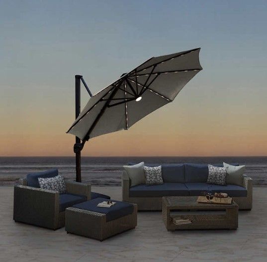 Seasons Sentry 11' LED Solar Round Cantilever Umbrella