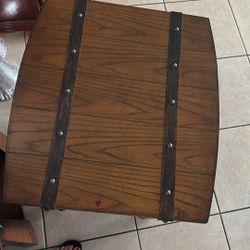 Wood Coffee Tables And Two Lamps