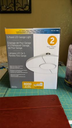 Garage Light, 5-Panel Adjustable, 8000 Lumens Max, 5 Color Temperatures, 2-Pack