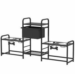 PawHut Dog Bowl Stand with 2 Feeding Stations, Elevated Bowls, Refurbished
