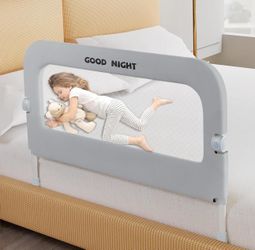 Bed Guard Rail for Toddlers - 32" Adjustable Heights & Folding up Portable Bed Railing for Baby