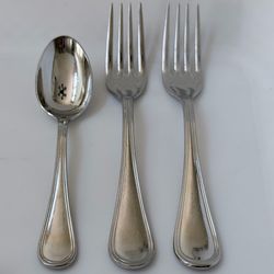 3pc Sant Andrea Bellini Salad Forks +Teaspoon Stainless 18/10 Outlined Round End