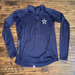 Dallas Cowboys 1/4 Zip Raglan Pullover Slim Fit Activewear Navy Size Medium