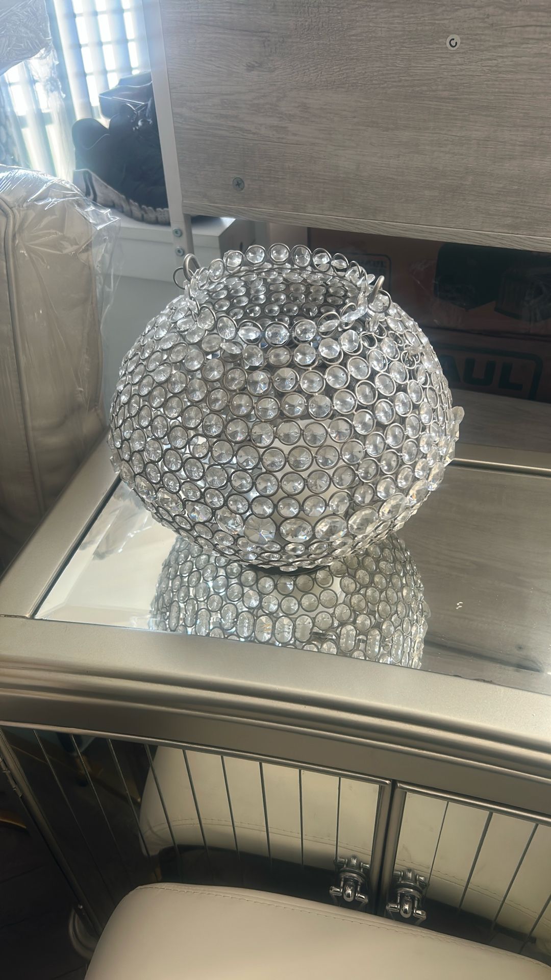 Chrome Jewel Candle Holder - Moving This Weekend! Must Go!